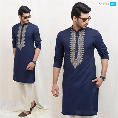 navy blue embroidered kurta